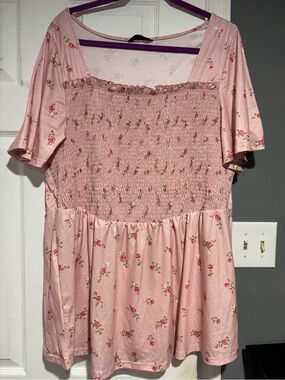BloomChic Pink Floral Smocked Tunic